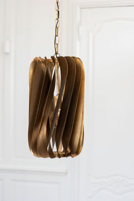 Jline Lampara Suspension Tina Hierro Negro Oro.