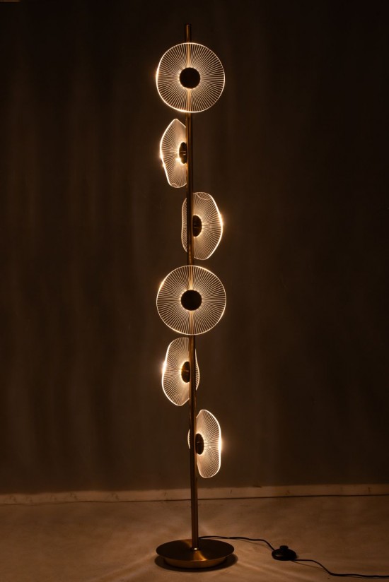 J Line Lampadaires Lampes Raides Debouts Sur Pied De Sol Jolipa Lampadaire Led Fleur Fer Plastique Or.