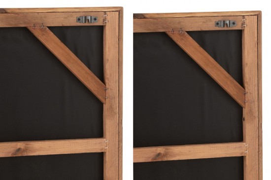 J Line décorations murales décoration murale Jolipa Decoration Murale Rob Bois De Pin Toile Blanc Naturel Assortiment De 2.