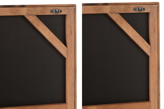 J Line décorations murales décoration murale Jolipa Decoration Murale Mike Bois De Pin Toile Blanc Naturel Assortiment De 2.