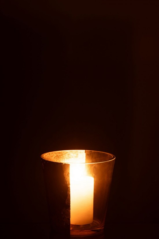 J Line lanternes photophores Jolipa Photophore Boe Verre Transparent Or Small.