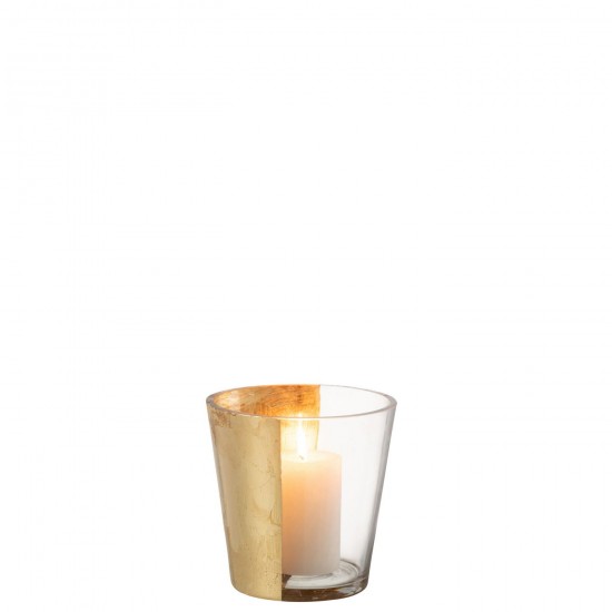 J Line Windlicht Boe Glas Transparant Goud Small windlichten JO47716.
