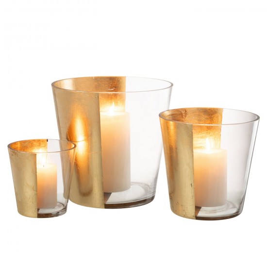 Jline Windlicht Boe Glas Transparant Goud Large.