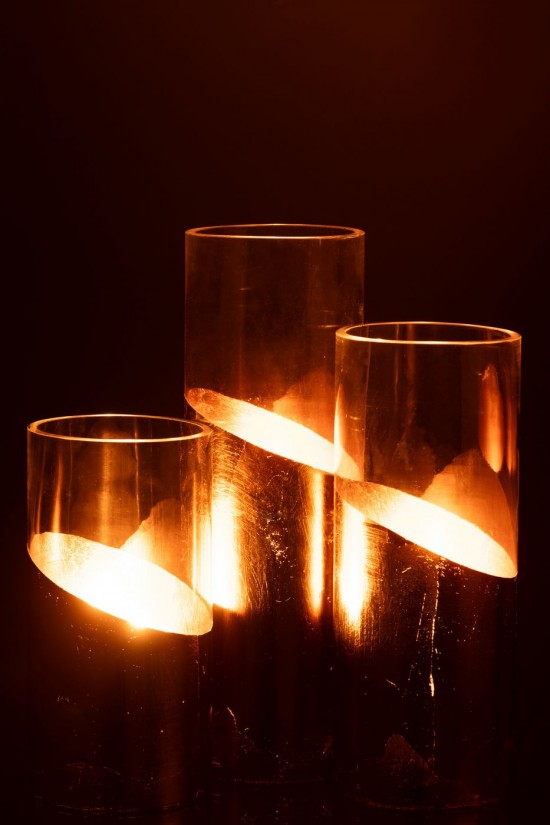 Jline Windlicht Moa Glas Transparent Gold Large lanternen.