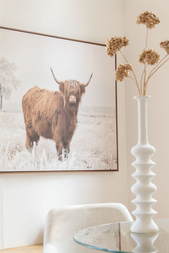 Jline Decoracion Mural Paisaje Yak Pino Poliresina Blanco Marrón.