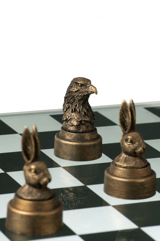 J Line echiquiers en bois Jolipa Jeu D Echecs Animaux Poly Mix.