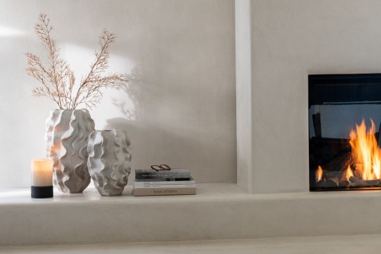 Jline Fotosforo Jarrón Ray Vidrio Madera De Sauce Gris Negro Small.