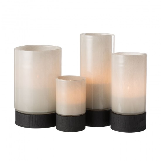 Jline Windlicht Vaas Ray Glas Wilg Wit Zwart Extra Large.