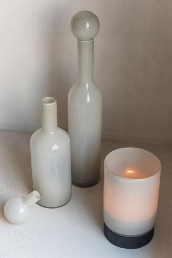 Jline Jarron Botella Tapon Vidrio Plano Gris Small.