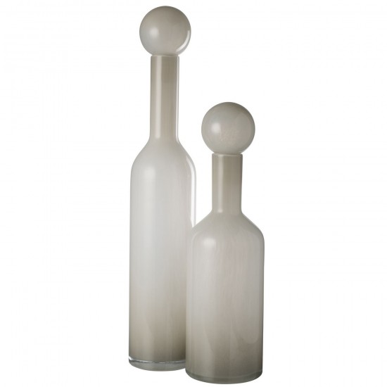 J Line bouteilles Jolipa Vase Bouteille Bouchon Uni Verre Gris Large.