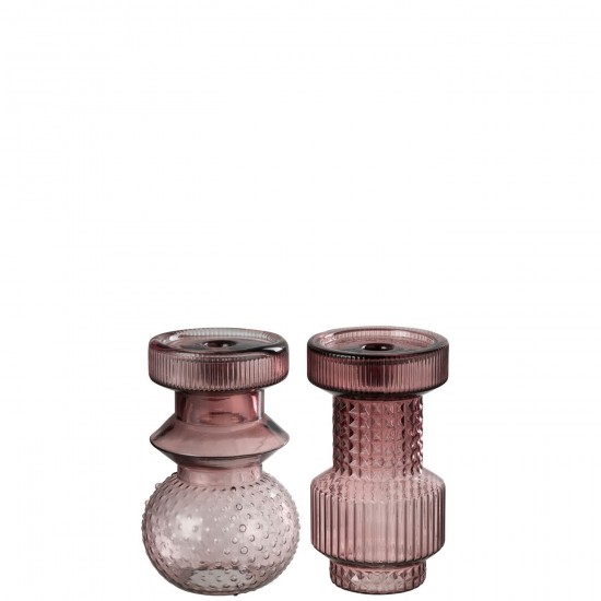 J Line Kaarshouder Geometrisch Glas Rose kaarshouders kaarsenhouders kandelaars JO48053.