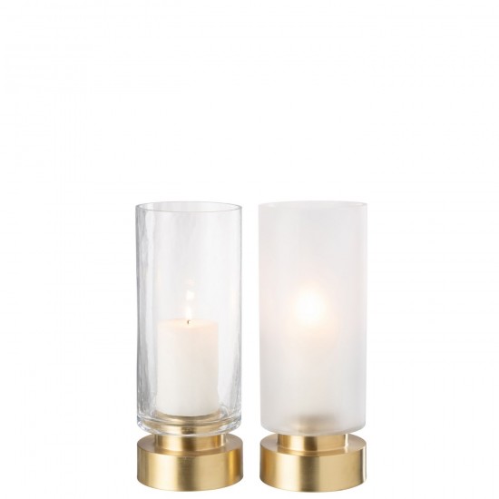 J Line Windlicht Vaas Pia Glas Koper Transparant Goud Medium grote vazen Grote vaas Hoge vazen Hoge vaas JO48074.