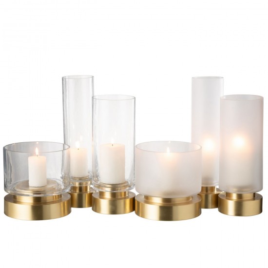 Jline Windlicht Vaas Pia Glas Koper Transparant Goud Large Assortiment Van 2.