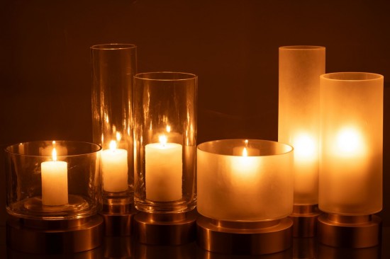 Jline Teelichthalter Vase Pia Glas Kupfer Transparent Gold Large 2 Sortiert Große Vasen hohe Vasen.