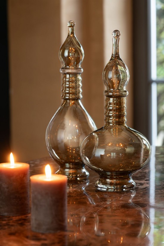 Jline Jarron Tapadera Phial Deco Joey Vidrio Beige Small.