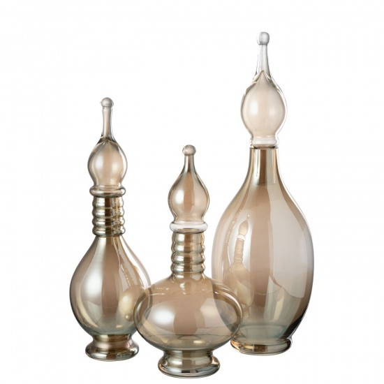 J Line bouteilles Jolipa Vase Bouchon Deco Fiole Jo Verre Beige Large.