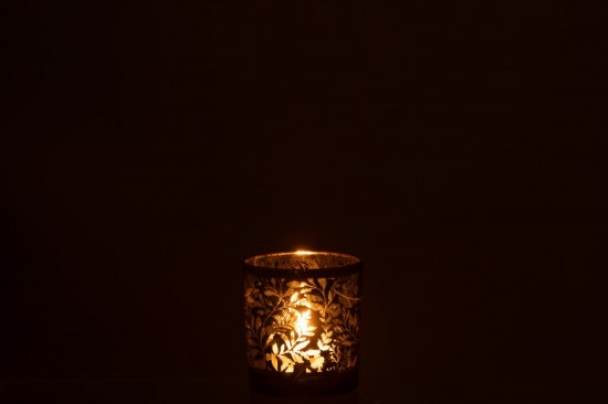 J Line photophores Jolipa Photophore Feuilles Verre Vert Antique Or Small.