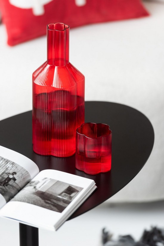 J Line Bicchiere Fiore Vetro Rosso Vaso Fiore Vidrio Rojo.