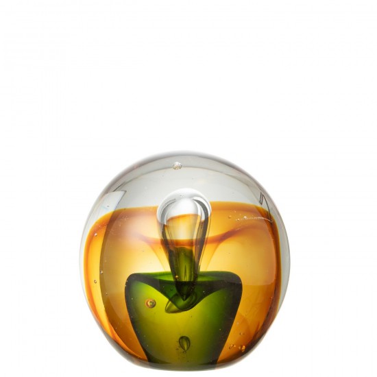 J Line Presse Papier Druppel Glas Amber Groen Medium papierklemmen JO48295.