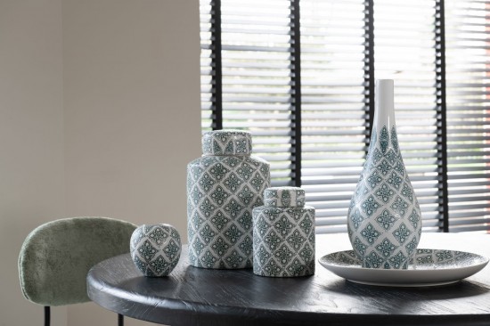 Jline Jarrón Kousa Porcelana Azul Blanco.