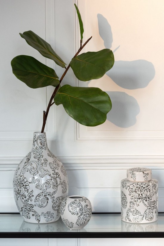 Jline Jarron Zen Bola Porcelana Blanco Negro.