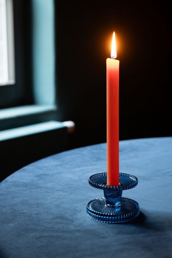 Jline Set De 3 Portavelas Nelly Vidrio Azul.