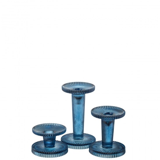 J Line chandeliers candélabres Jolipa Set De 3 Chandeliers Nelly Verre Bleu.