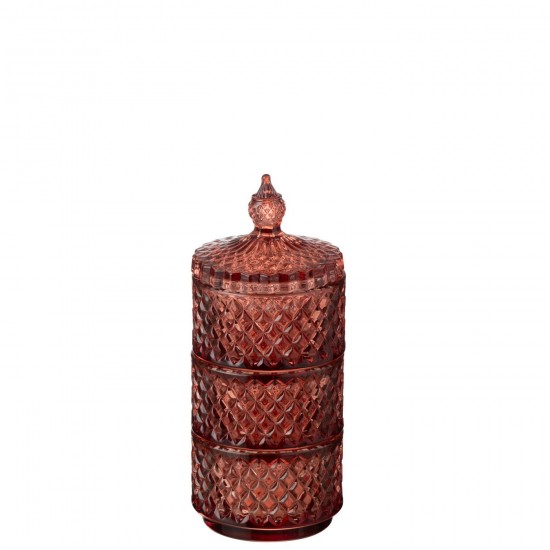 J Line Pot 3 Lagen Glas Oranje voorraadpotten JO48518.