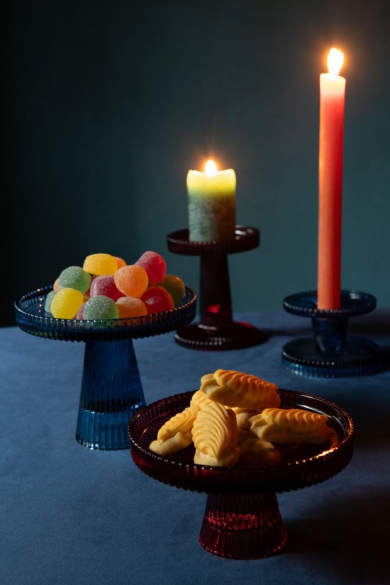 Jline Set De 3 Portavelas Nelly Vidrio Rojo Cereza.