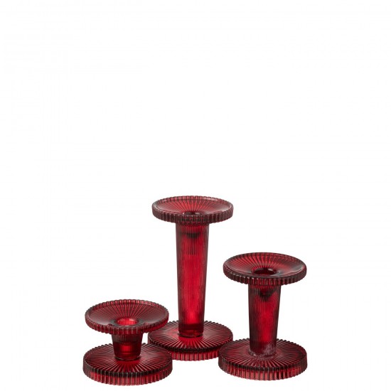 J Line chandeliers candélabres Jolipa Set De 3 Chandeliers Nelly Verre Rouge Cerise.