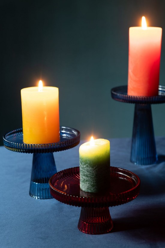 Jline Set De 3 Plato Para Tartas Nelly Vidrio Rojo.