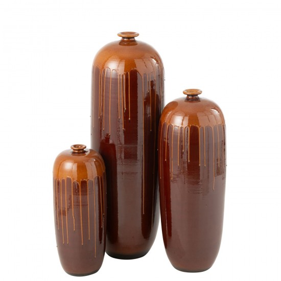 J Line cachepots de fleur Jolipa Cachepot Lee Terra Brillant Marron Orange.