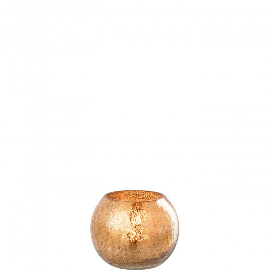 J Line Theelichthouder Bal Craquelé Glas Donkergoud Small T theelichten theelichthouders waxinelichten JO48590.