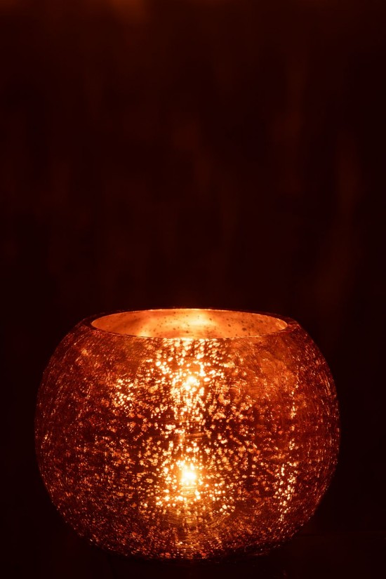 J Line photophores Jolipa Photophore Boule Craquelée Verre Doré Foncé Large.