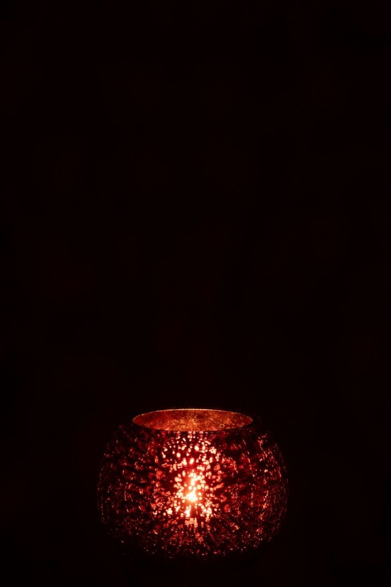 J Line photophores Jolipa Photophore Boule Craquelée Verre Rose Small.