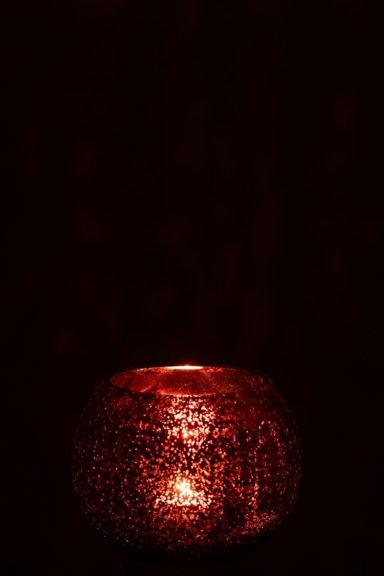 J Line photophores Jolipa Photophore Boule Craquelée Verre Rose Medium.