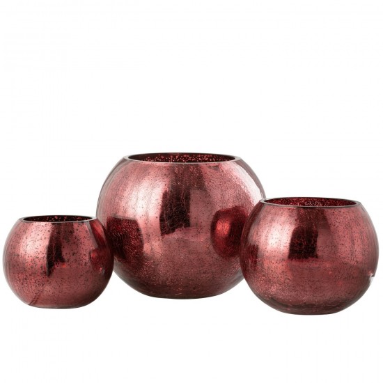J Line Tealight Holder Ball Craquelure Glass Pink Large tea lights holders.