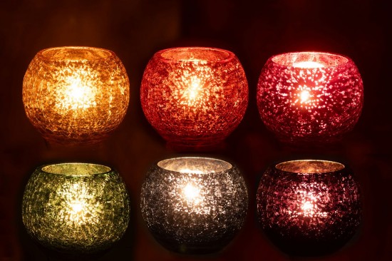 J Line photophores Jolipa Photophore Boule Craquelée Verre Mix Assortiment De 6.