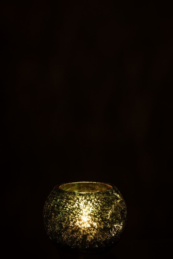 J Line photophores Jolipa Photophore Boule Craquelée Verre Vert D Eau Small.