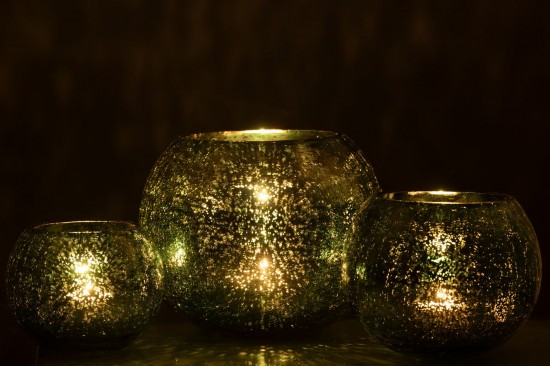 Jline Teelichthalter Kugel Rissig Glas Wassergrün Large t lichthalter teelichtleuchter teelichte.