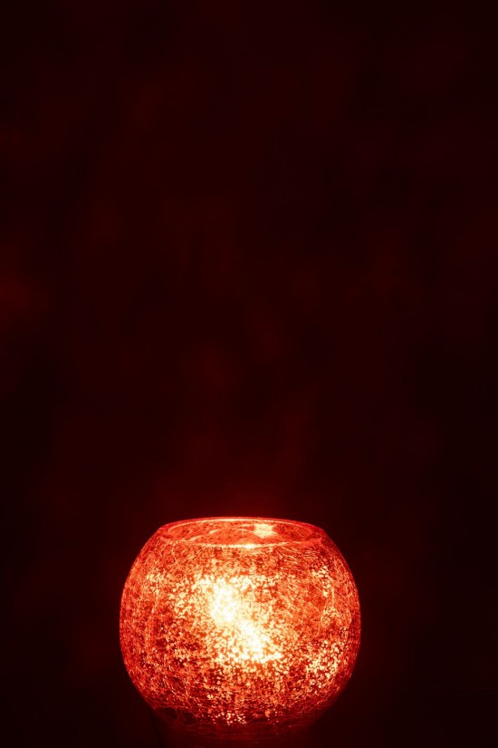 J Line photophores Jolipa Photophore Boule Craquelée Verre Orange Small.