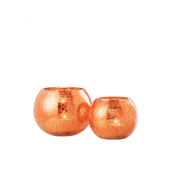 Jline Theelichthouder Bal Craquelé Glas Goud Large.