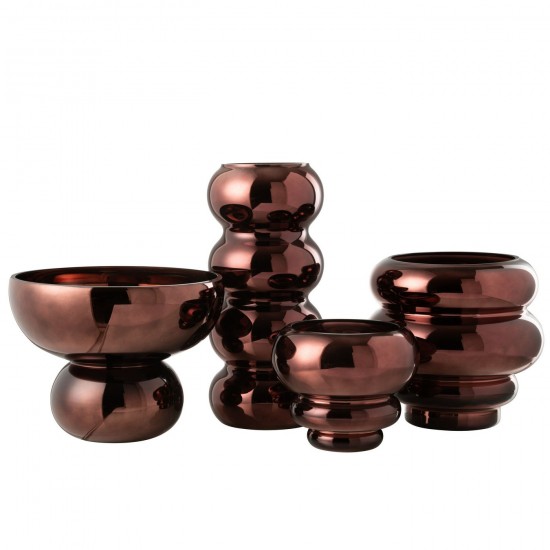 Jline Windlicht Op Voet Afgerond Glas Pruim.