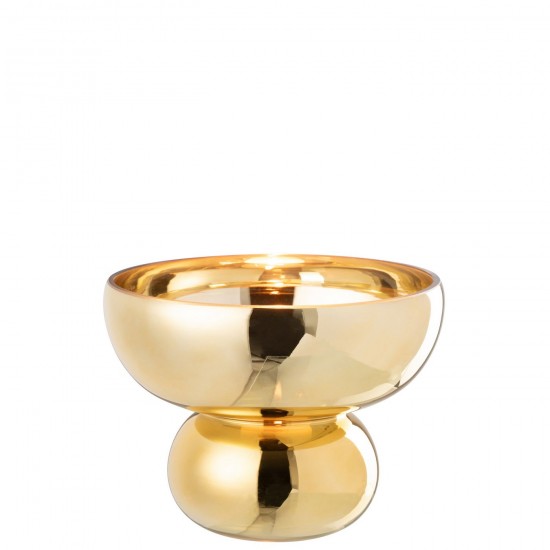 J Line Windlicht Op Voet Afgerond Glas Goud grote vazen Grote vaas Hoge vazen Hoge vaas JO48645.