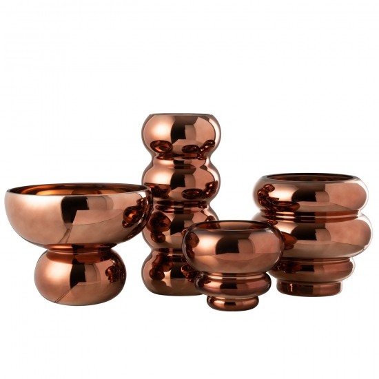 Jline Windlicht Op Voet Afgerond Glas Bruin.