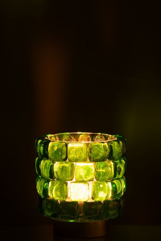 J Line photophores Jolipa Photophore Carre Mosaique Verre Vert Small.