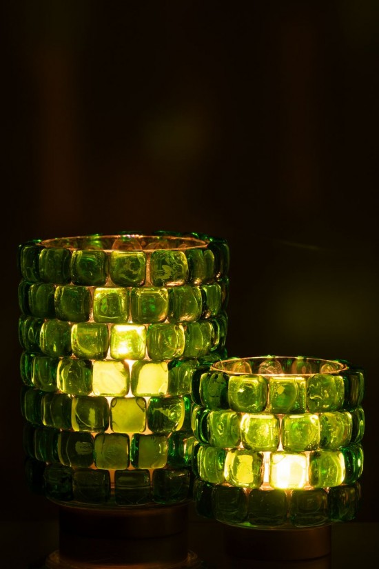 Jline Teelichthalter Quadratisch Mosaik Glas Grün Large t lichthalter teelichtleuchter teelichte.