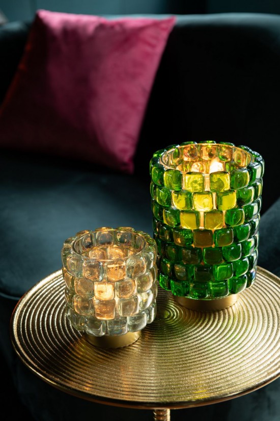 Jline Fotóforo Cuadrado Mosaico Vidrio Transparente Small.