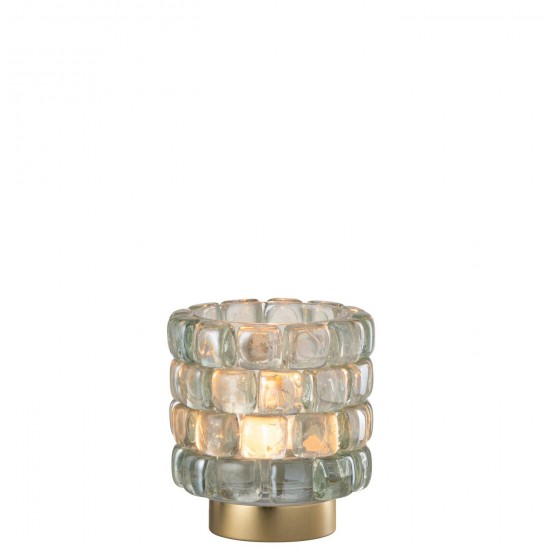 J Line Theelicht Vierkant Mozaiek Glas Transparant Small T theelichten theelichthouders waxinelichten JO48684.