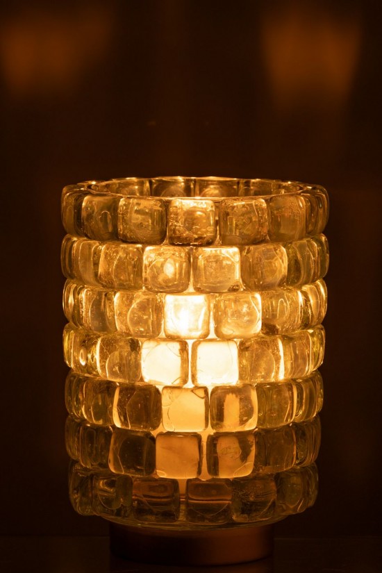 J Line photophores Jolipa Photophore Carre Mosaique Verre Transparent Large.